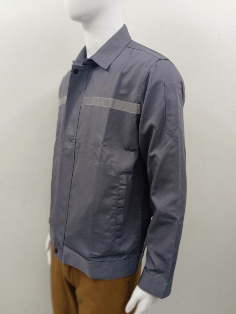 Jacket Casual เสื้อแจ็คเก็ตเซฟตี้ เทปสะท้อนแสง แจ็คเก็ตคลุมงาน แจ็คเก็ตเนื้อผ้าคอมทวิว สีเทา งานพร้อมส่ง ปักโลโก้ได้