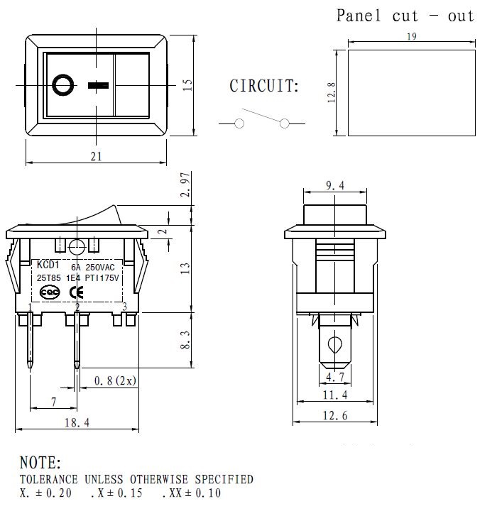 KCD1-101 Rocker Switch สวิทช์กระดก