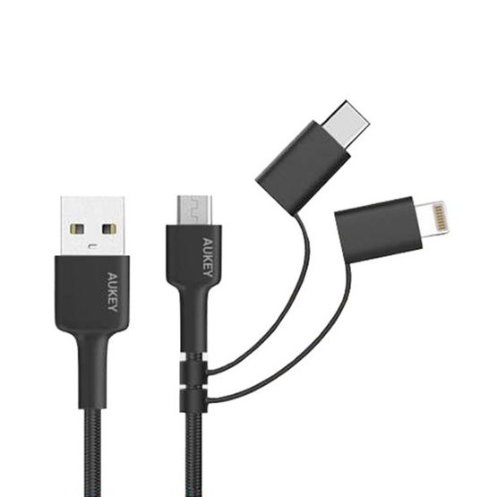สายชาร์จ Aukey 3in1 Charger Cable CB-BAL5 Black
