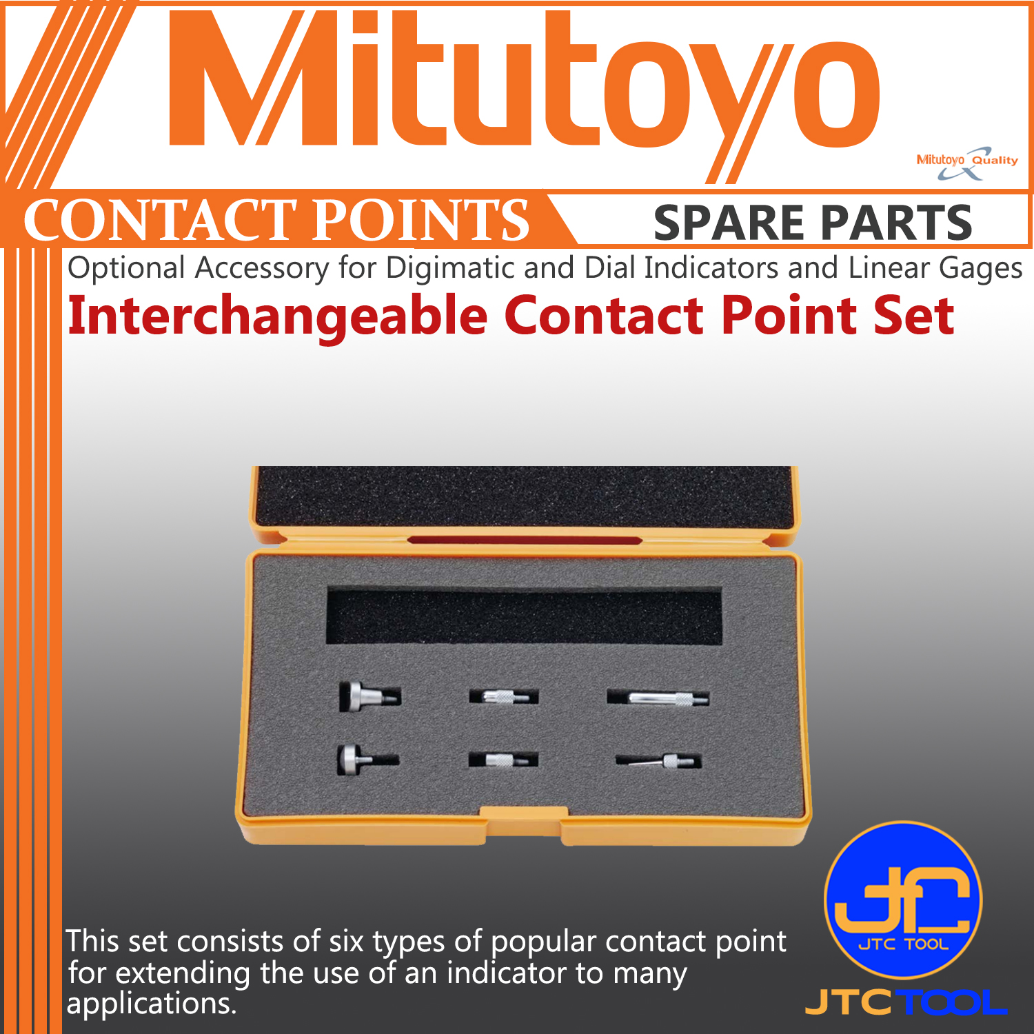 ชุดปลายสัมผัสไดอัลเกจ - Interchangeable Contact Point Set No.7822 [Brand: Mitutoyo]