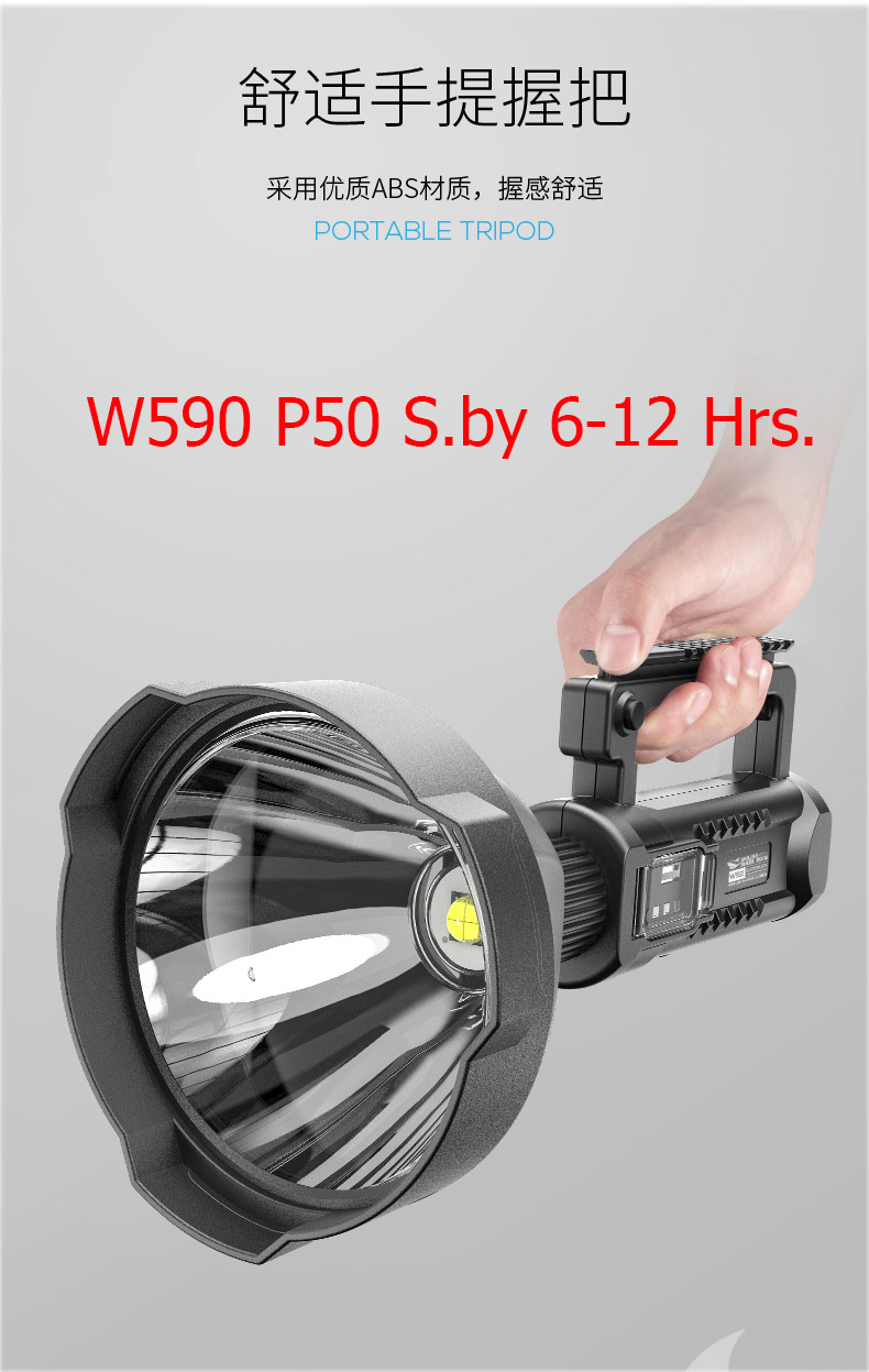 ไฟฉายสะพายแรงสูง แบบส่องไกล หลอด P50 Smiling Shark WW-590 Stanby 6-12 Hr.