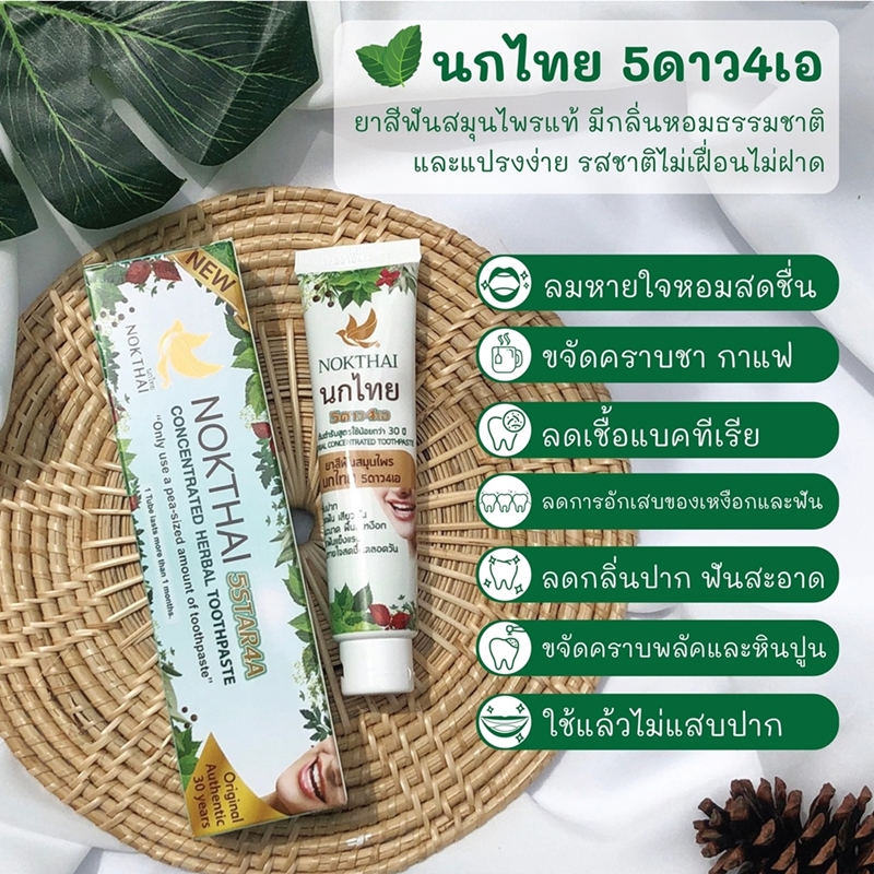 ยาสีฟัน 5ดาว4เอ (นกไทย) ยาสีฟันสมุนไพรสูตรเข้มข้น (100 กรัม)