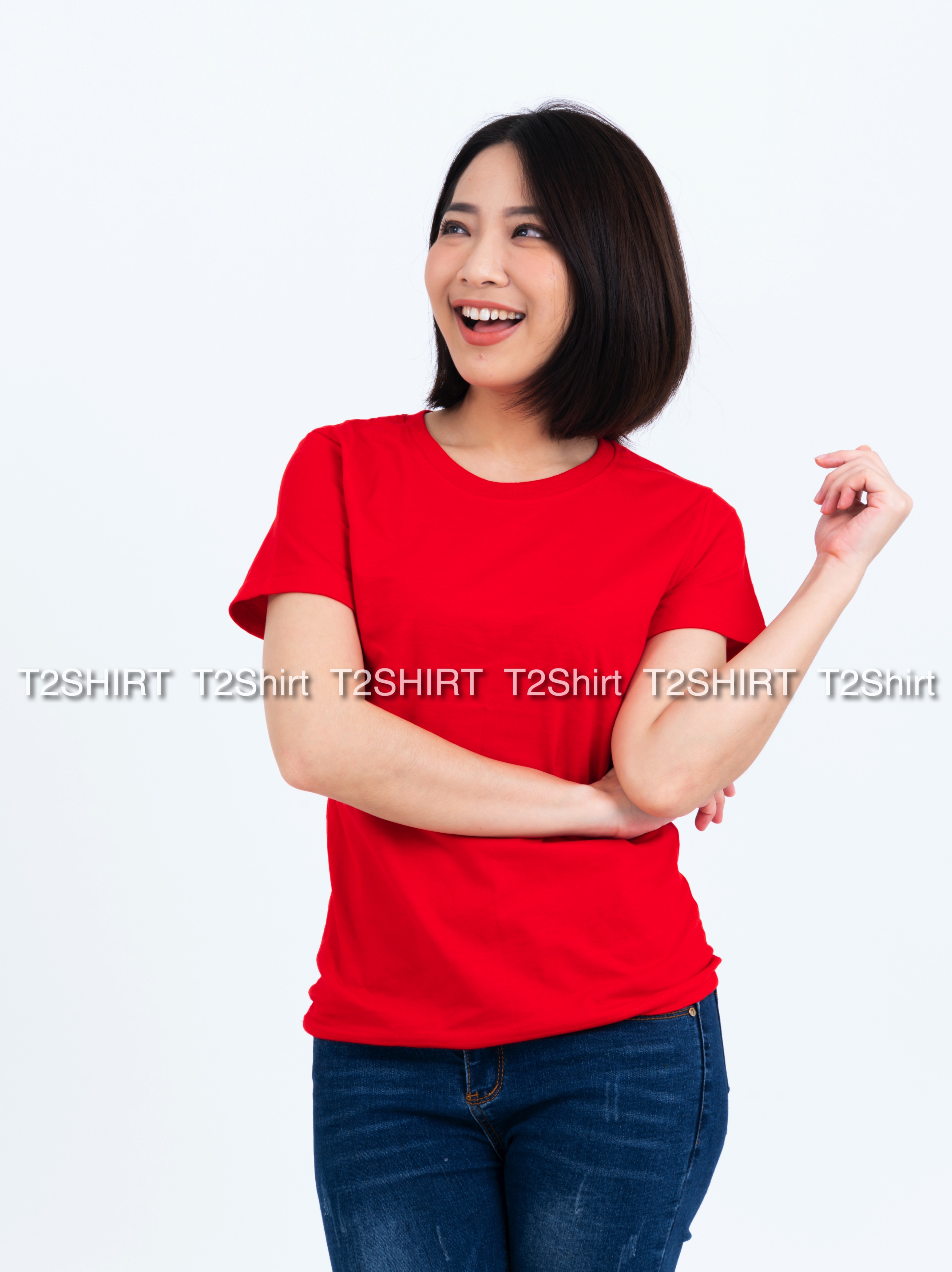 เสื้อยืด คอกลม แขนสั้น สีแดง Size 4XL