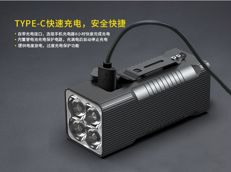 ไฟฉายจับถือ ขนาดกลาง Natfire BT60 P50 LED battery 12800 mah 7500K