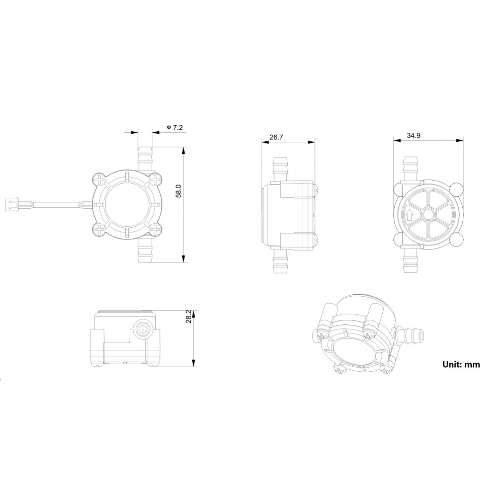YF-S401 Hall Effect Water Flow Meter Sensor วัดอัตราการไหลของน้ำ
