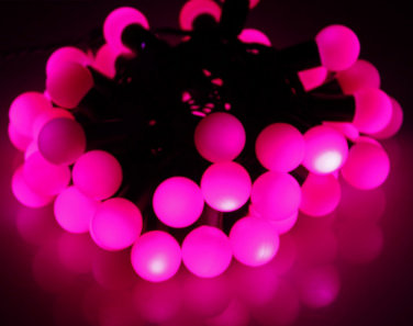 ส่งฟรี ไฟเชอรี่led ไฟปิงปองled 100 ลูก : ขนาด 2.2 ซม - สีชมพู /Ping pong ball led 100 leds : 2.2 cm. size - Pink