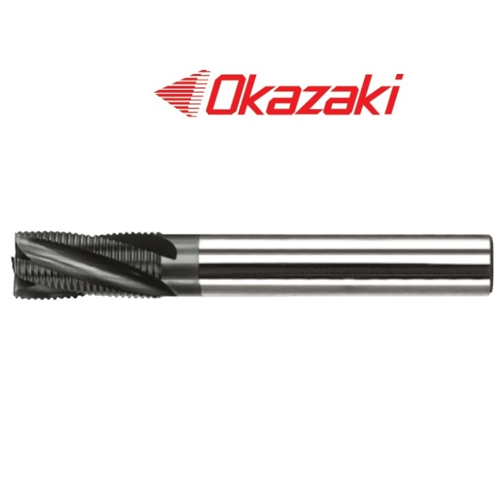 ดอกเอ็นมิลคาร์ไบด์4ฟันกัดหยาบเคลือบTiAlN - TiAlN Coated Solid Carbide Roughing Endmills 4 Flutes SPSRC4A Series [Brand: Okazaki]