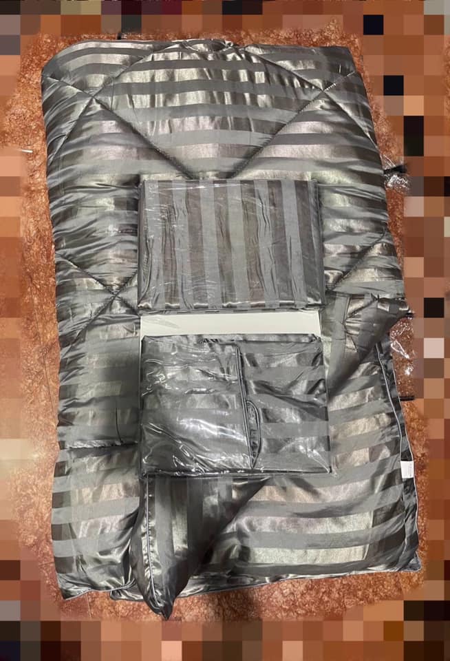 ชุดนวมลายริ้วชัดเจน เงางาม เกรดซุปเปอร์พรีเมี่ยม ระดับเกรดโรงแรม 5 star ผ้าสวยหนา