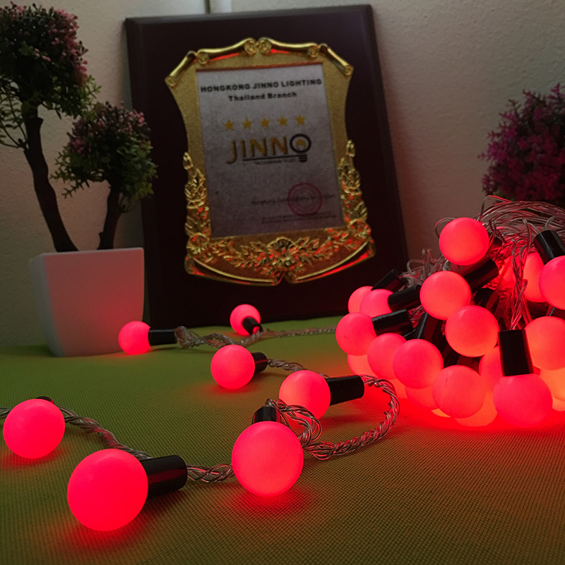 ส่งฟรี ไฟเชอรี่led ไฟปิงปองled 50 ลูก : ขนาด 2.2 ซม - สีแดง /Ping pong ball led 50 leds : 2.2 cm. size - Red