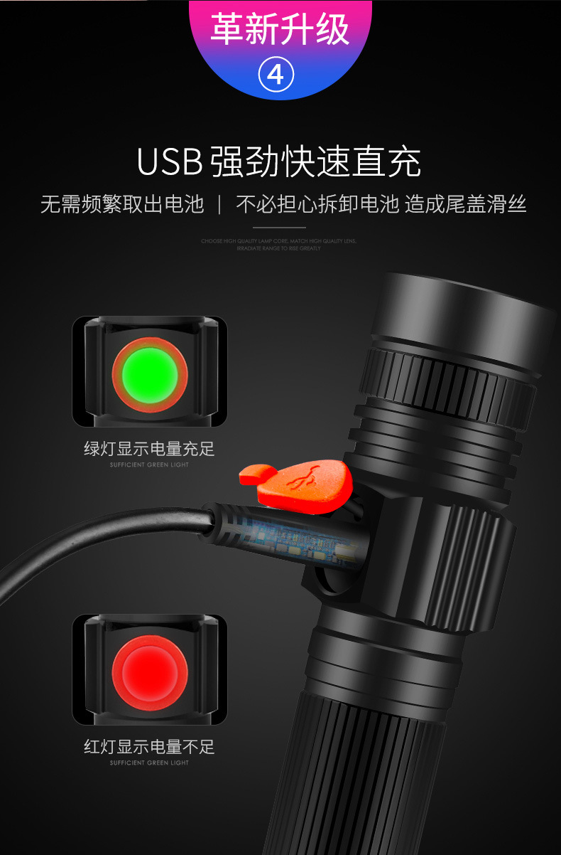 ไฟฉายพกพา แบบขยายได้ คุณภาพดี ชาร์จได้แบบ USB Skytrack A2