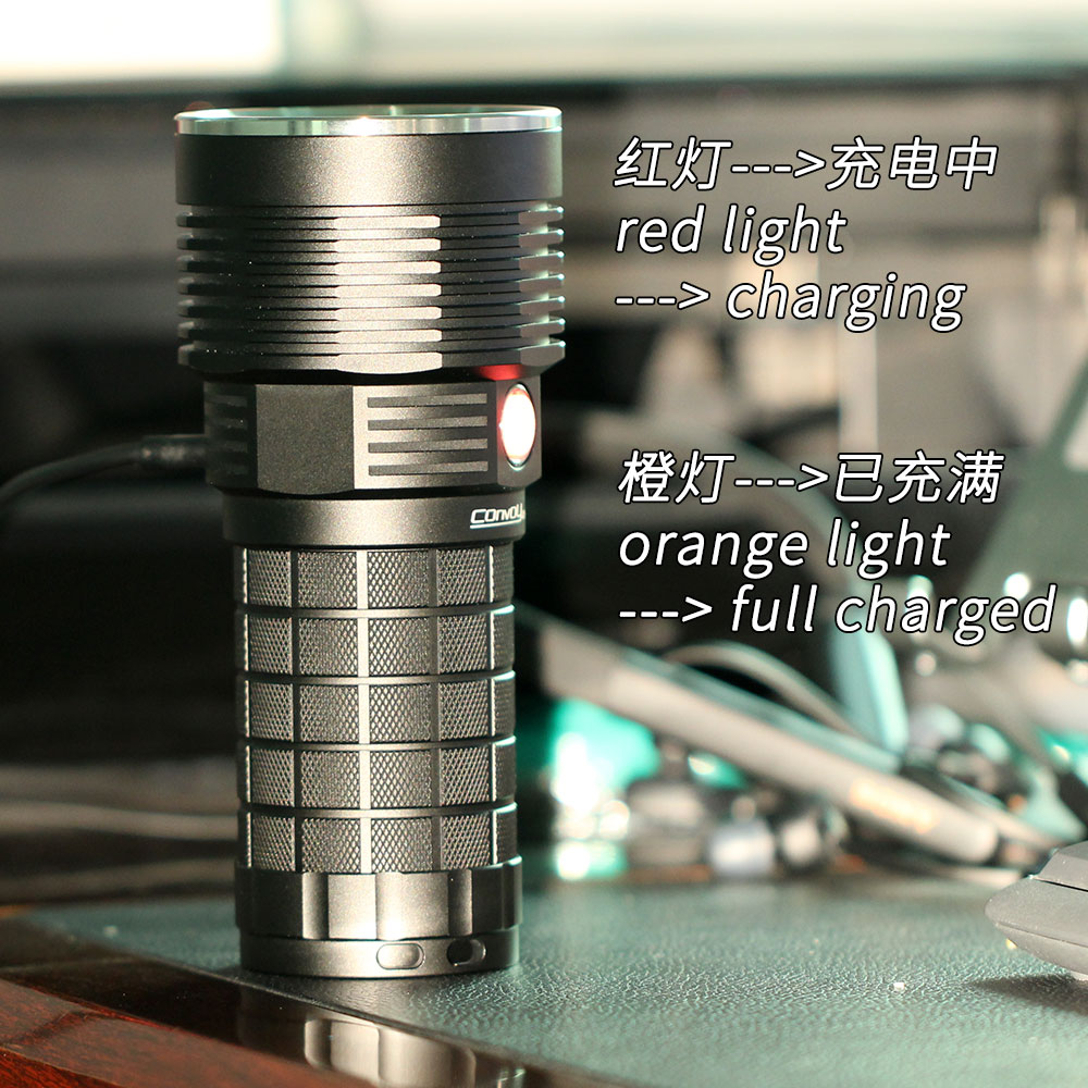 ไฟฉายแรงสูงขนาดกลาง แสงสุดสว่าง Convoy 4X18A SBT90.2 Black หลอด Luminus SBT90.2 5700K แสงค่อนไปเหลือง