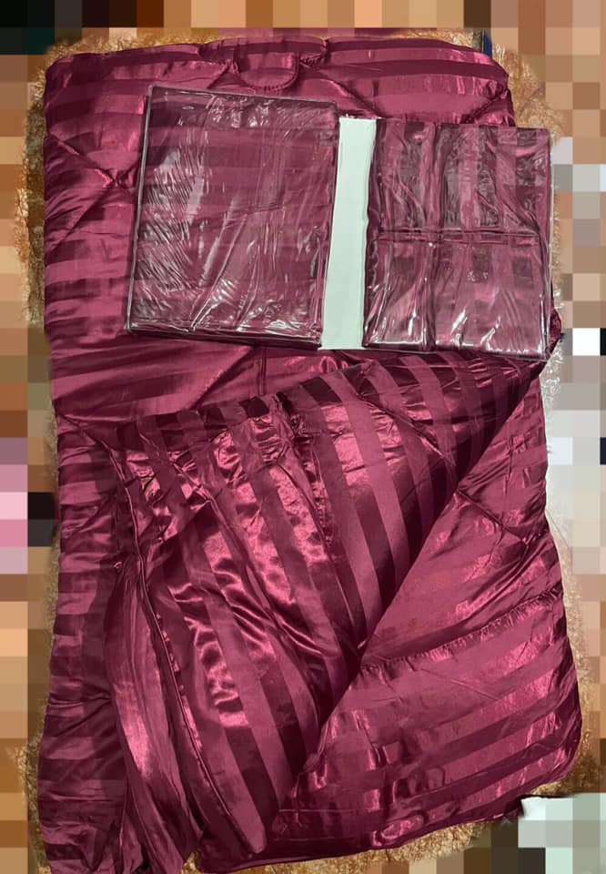 ชุดนวมลายริ้วชัดเจน เงางาม เกรดซุปเปอร์พรีเมี่ยม ระดับเกรดโรงแรม 5 star ผ้าสวยหนา