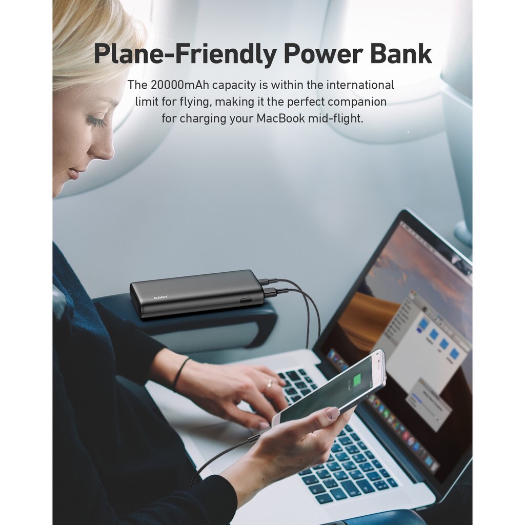 AUKEY PB-Y37 พาวเวอร์แบงค์ PowerPlus Sprint 20,000 mAh PD 65W PD USB-C With QC 3.0