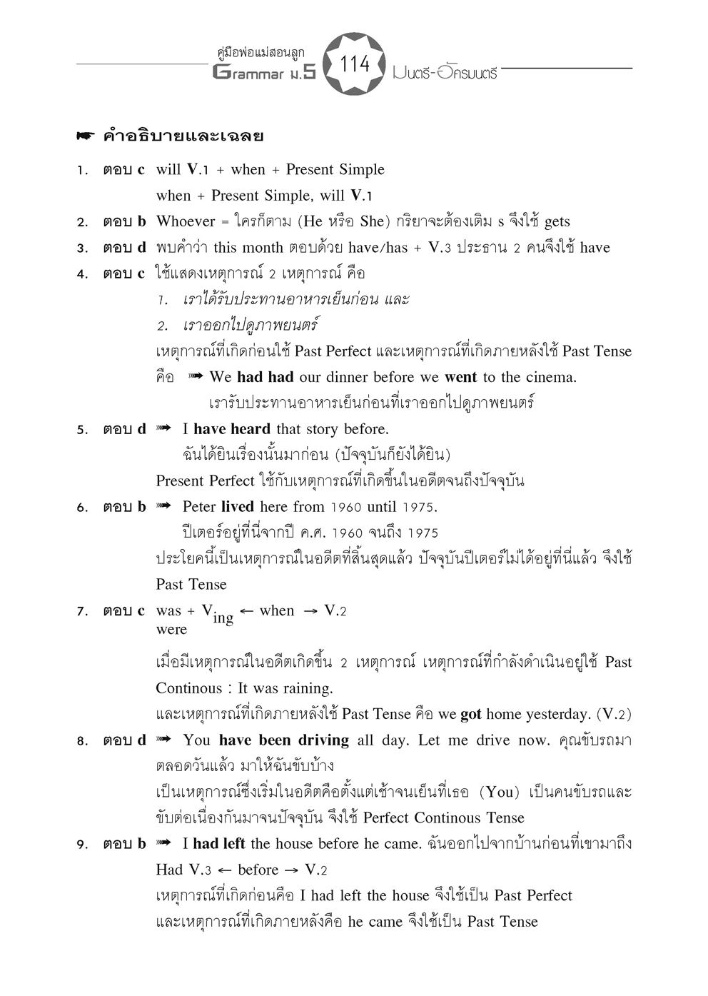 คู่มือพ่อแม่สอนลูก ชุดเซียนภาษา grammar ม.5 โดย พ.ศ.พัฒนา