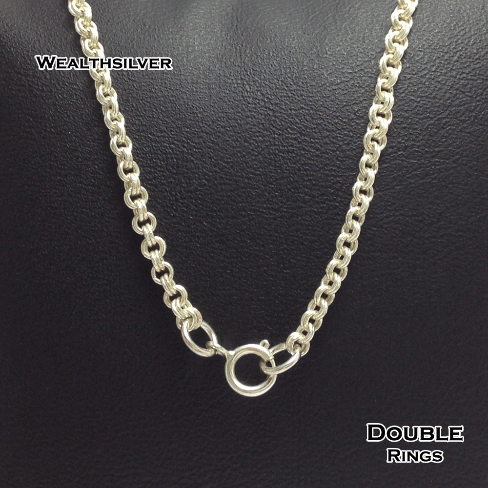 สร้อยเงินลาย Double Ring Mini 16"