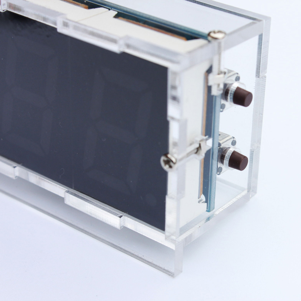 4-Digit Digital LED Clock Temperature Date Time Display with Transparent Case ชุดประกอบนาฬิกา DIY (สีแดง)