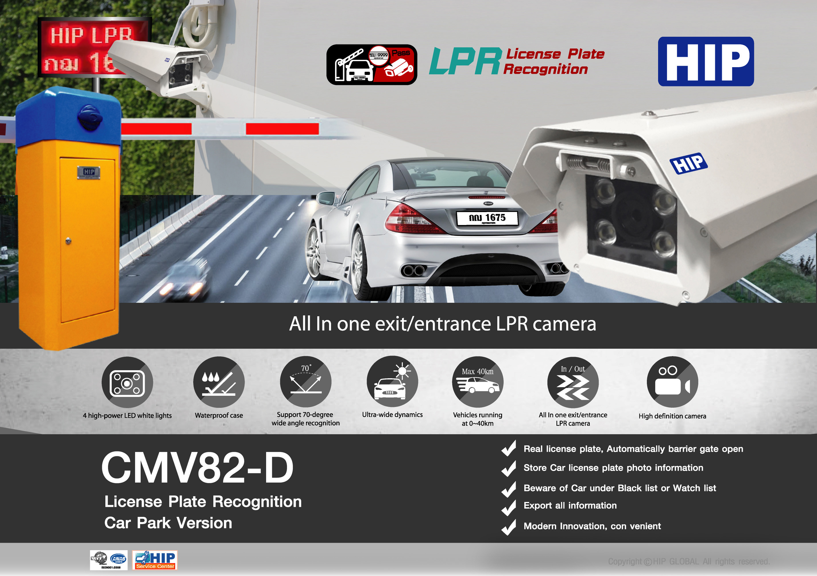 ไม้กั้นรถยนต์อ่านป้ายทะเบียน cmw -full option