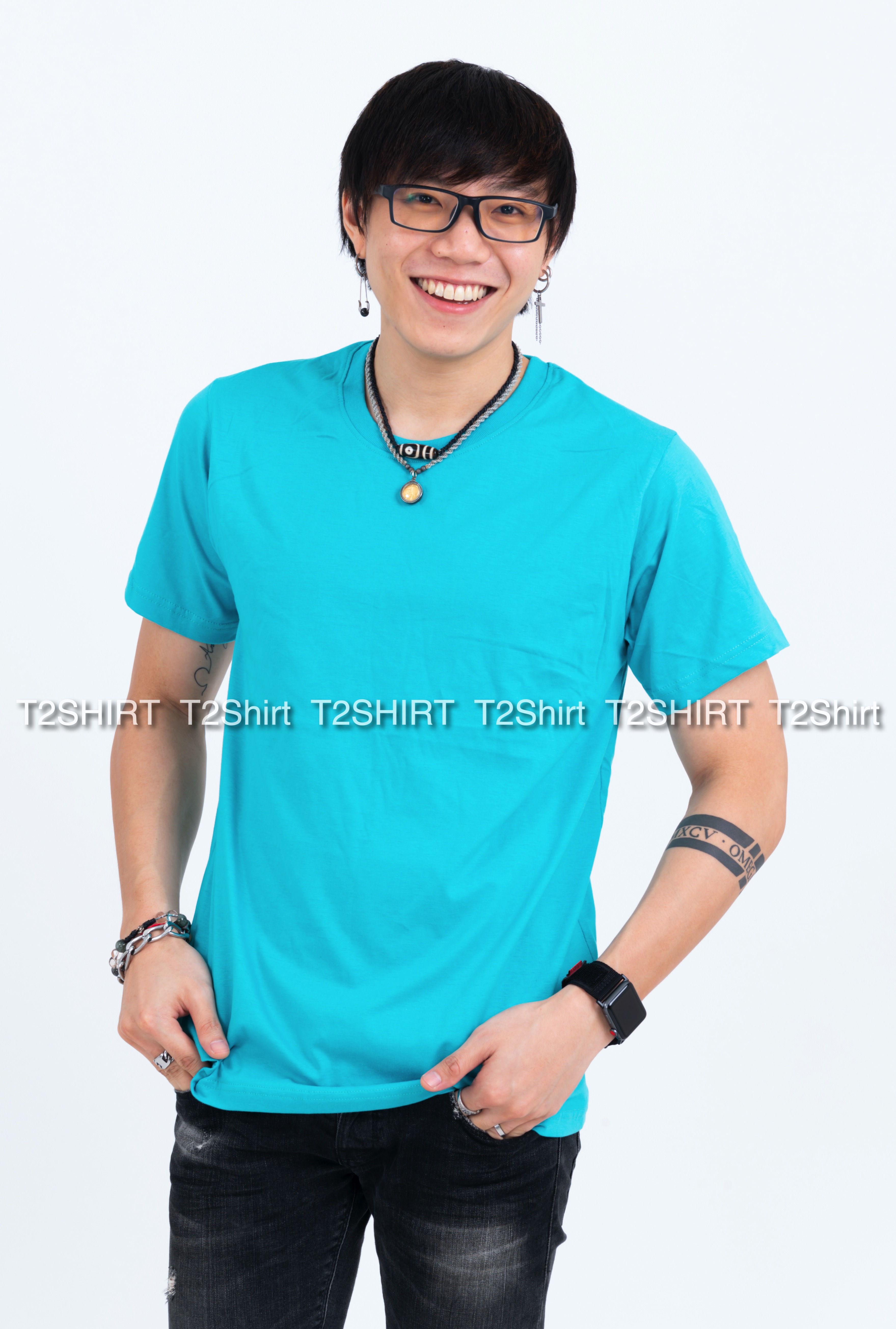 เสื้อยืด คอกลม แขนสั้น สีเขียวมิ้นต์ Size M