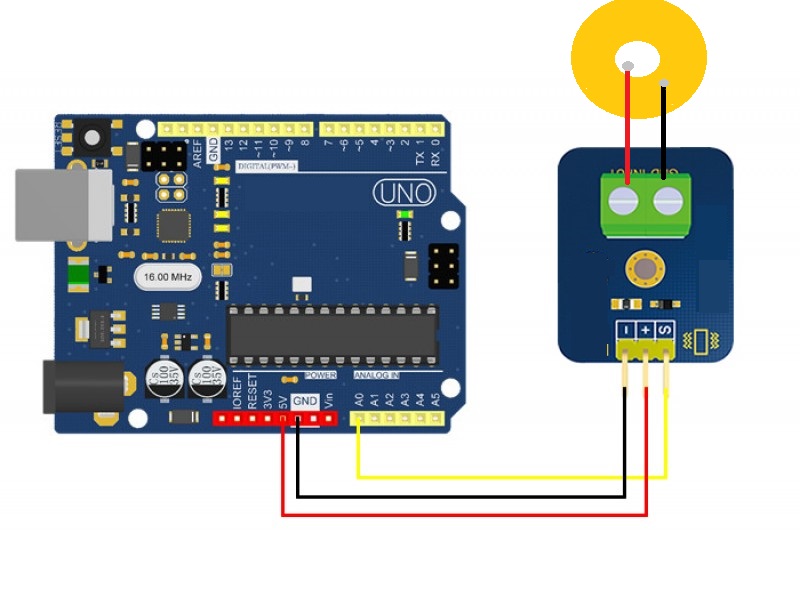 เซนเซอร์วัดแรงสั่งสะเทือนแบบเปียโซ Vibration Sensor Module Ceramic Piezo