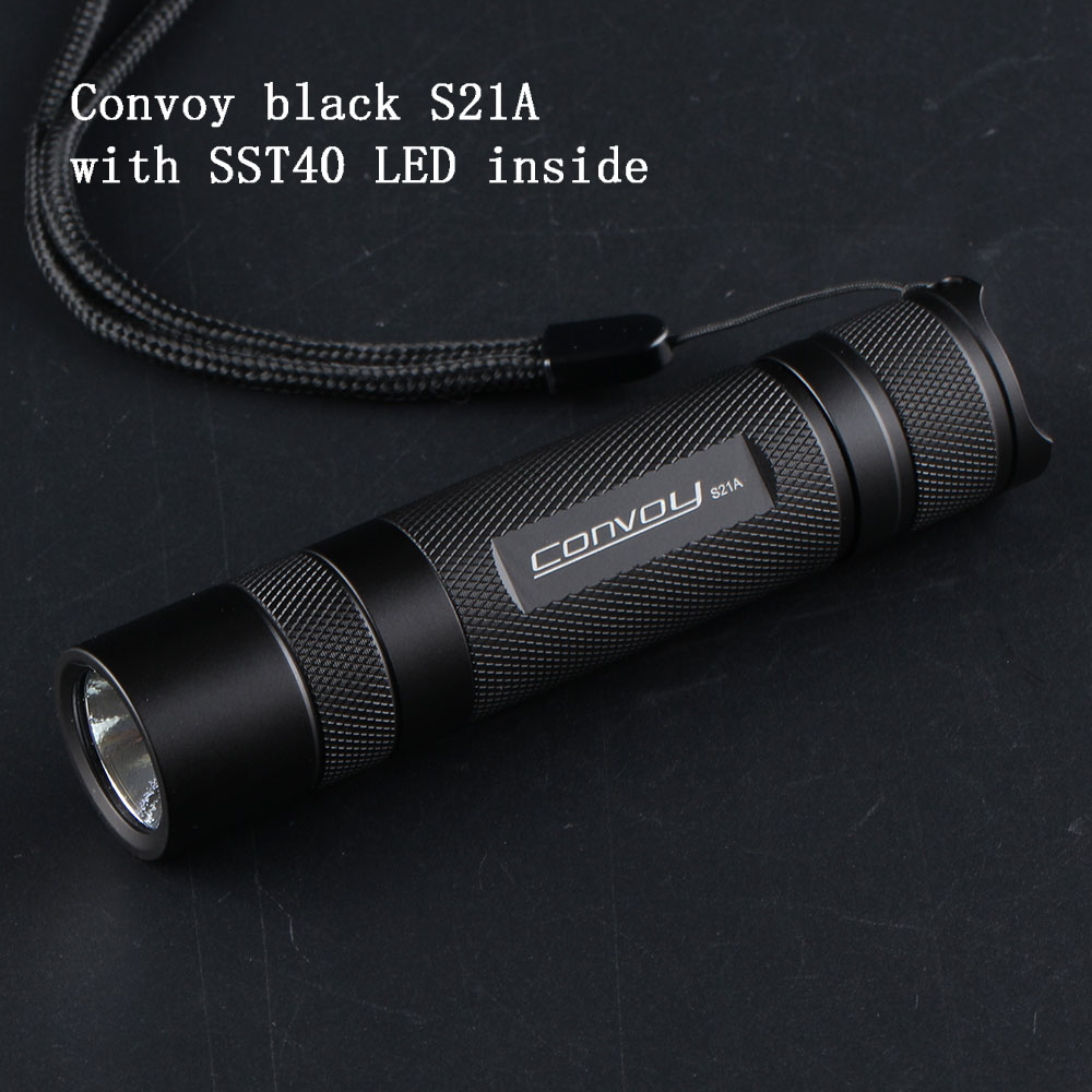 ไฟฉายแรงสูงขนาดเล็ก ความสว่างไม่เล็ก Convoy S21A Black หลอด SST40 , 2300 LM , 21700 (12 Gear)