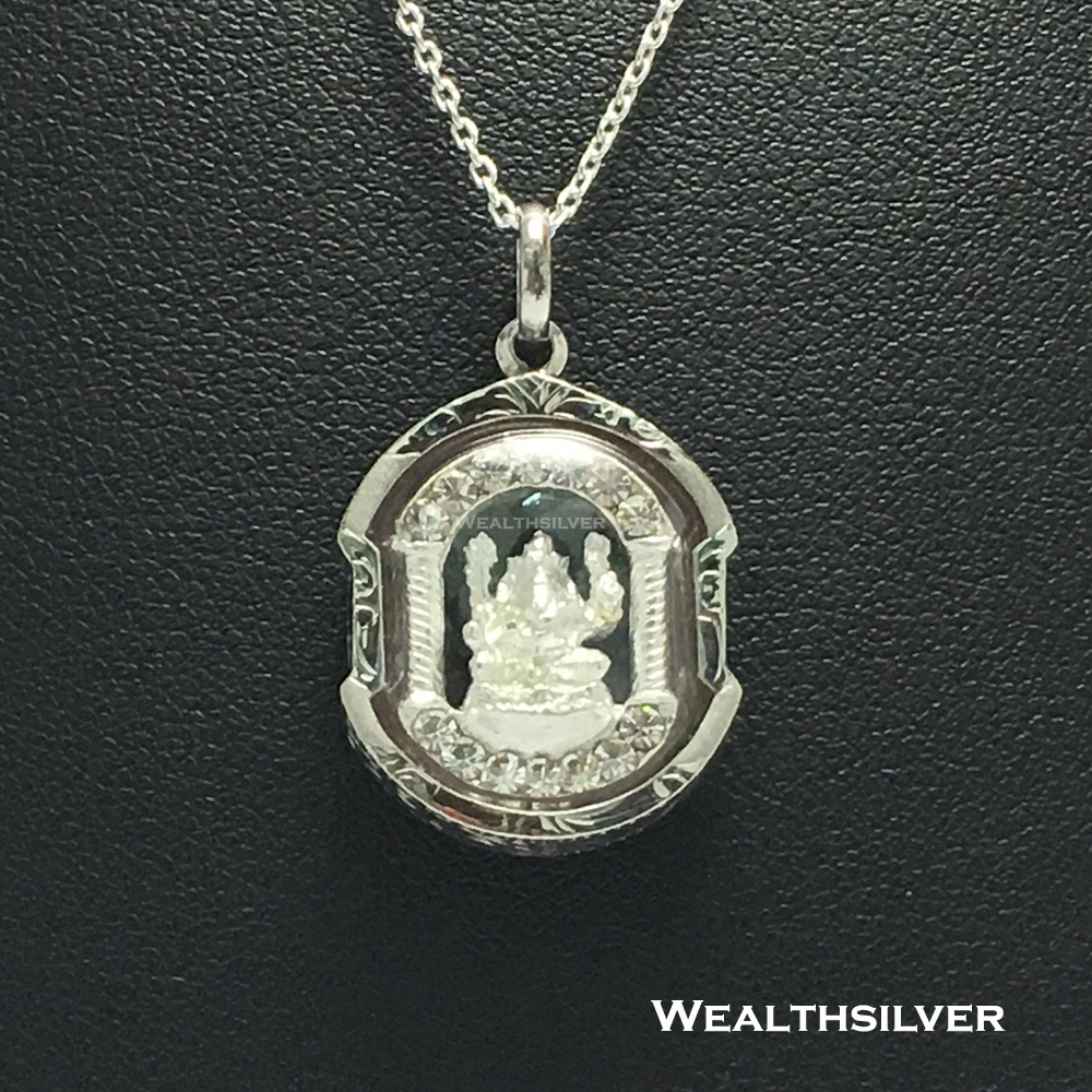 จี้พรีเมี่ยมพระพิฆเนศปางประทานพร องค์เงินล้อมเพชร
