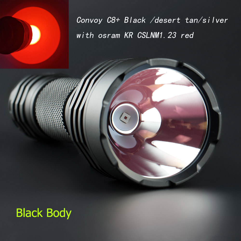ไฟฉายแรงสูงแสงสีแดง Convoy C8+ KR CSLNM1.23 Red Light ตัวเรือนดำ