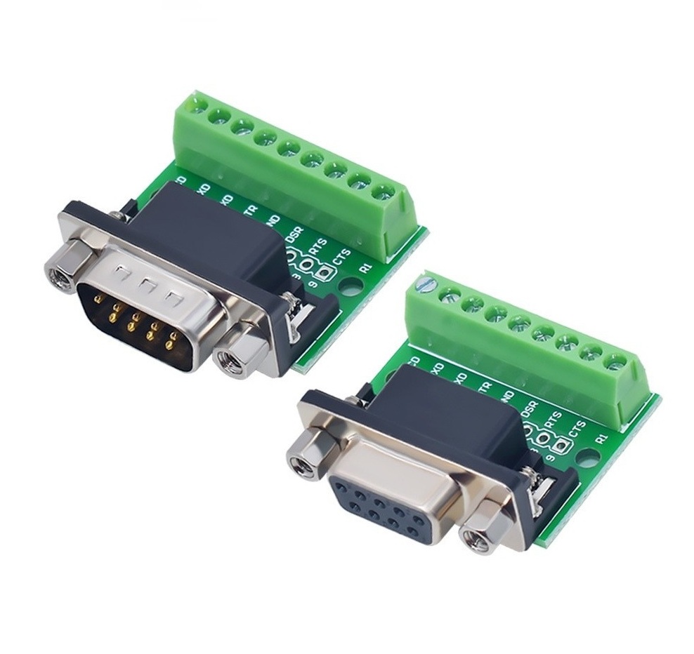 หัวแปลง DB9 (RS232 RS485) ตัวผู้-ตัวเมีย เป็น Terminal 9 ช่อง