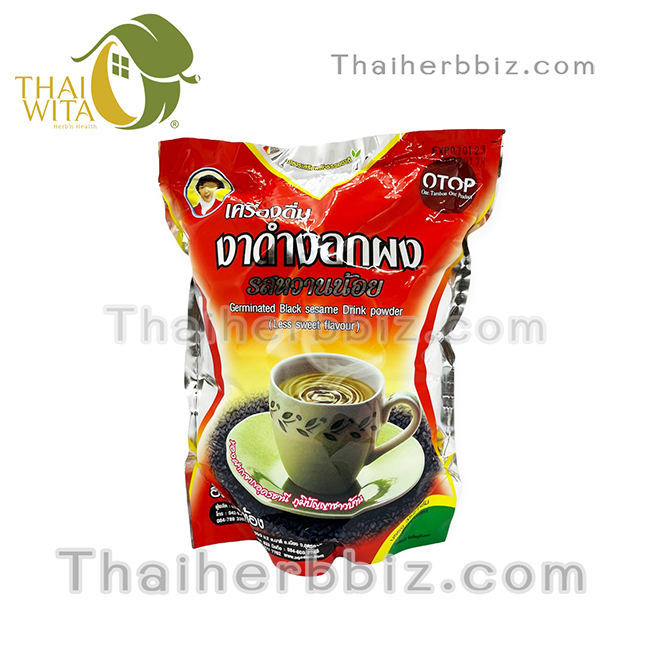 งาดำแม่อุษา เครื่องดื่มงาดำงอกผงแม่อุษา รสหวานน้อย (ใหญ่ 352 กรัม)