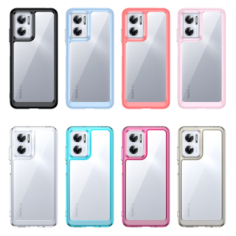 เคส Redmi 10 5G (สำหรับ 5G เท่านั้น) แบบอะคริลิคใสขอบ TPU หลากสี