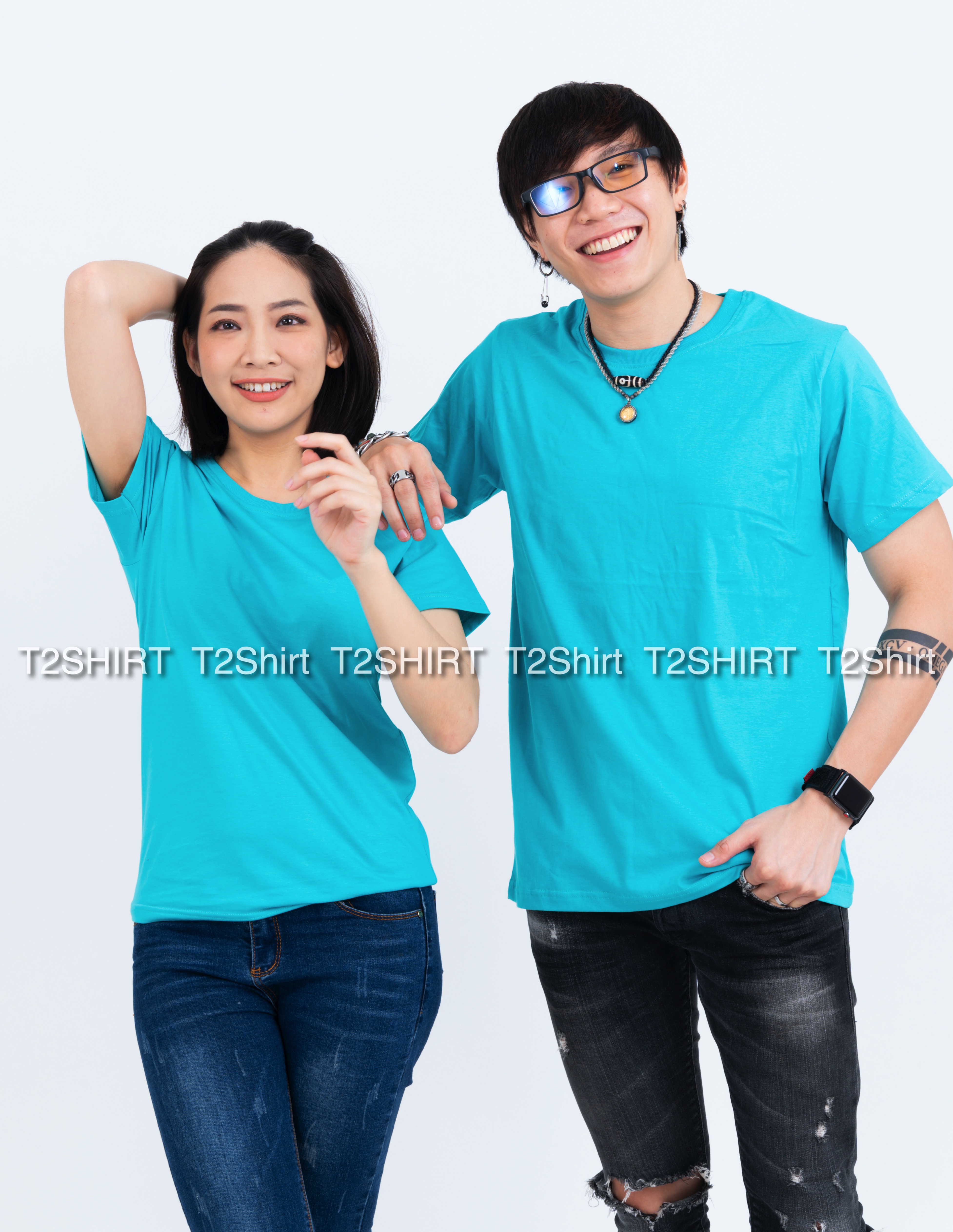เสื้อยืด คอกลม แขนสั้น สีเขียวมิ้นต์ Size 3XL