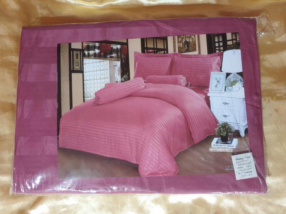 เฉพาะชุดผ้าปู ขนาด 3.5 ฟุต 3 ชิ้น สีพื้น ลายริ้ว งานโรงแรม 4 ดาว ผ้าเนียนนุ่ม ไม่เป็นขุย สีสวย เนื้อผ้าดีมาก