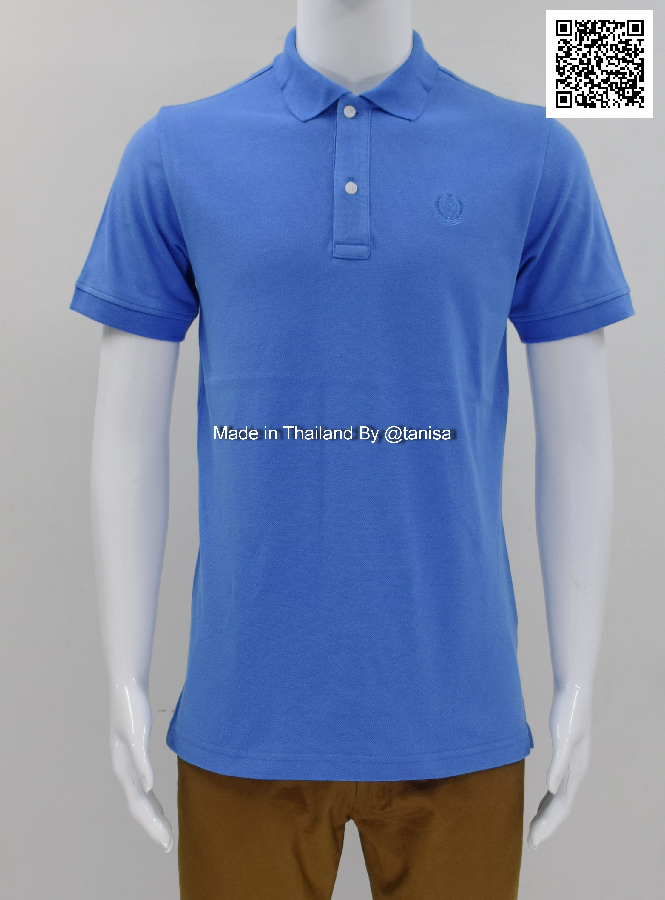 เสื้อโปโลผู้ชายสีฟ้าน้ำเงิน ปกทอขลิบ ผ้า Cotton100% ไซร์ M - XXXL โปโลสีหวาน โปโลสีอ่อน โปโลสีสด