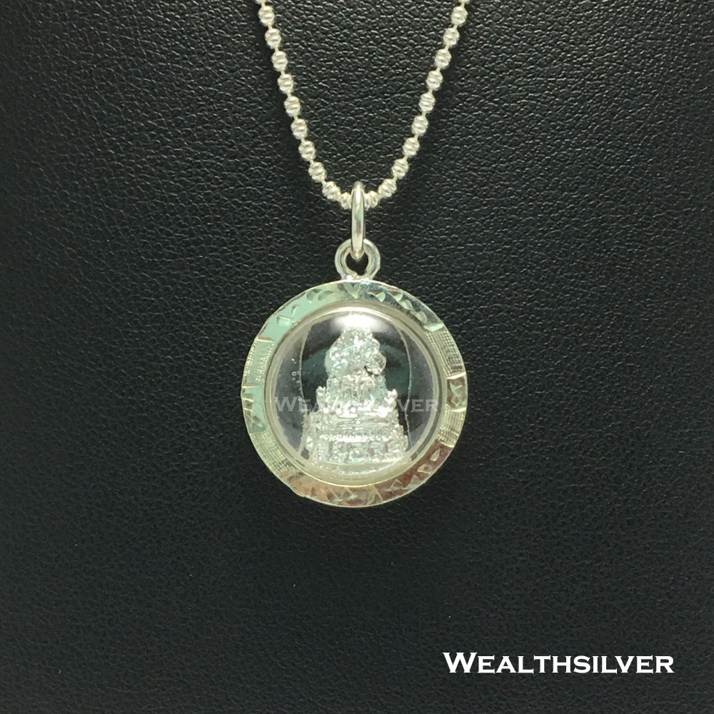 จี้พระพุทธชินราช M องค์เงิน กรอบทรงกลม