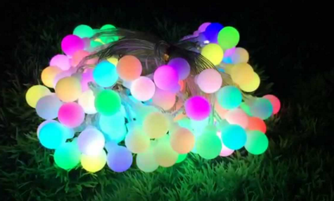 ส่งฟรี ไฟเชอรี่led ไฟปิงปองled 50 ลูก : ขนาด 1.6 ซม - สลับสี /Ping pong ball led 50 leds : 1.6 cm. size - RGB