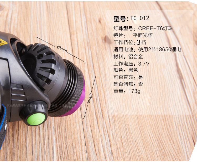 ไฟฉายคาดหัวแรงสูง แบบ 1 หลอด ปรับขยายได้ หลอด t6