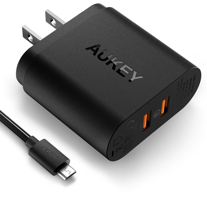 Adapter ที่ชาร์จมือถือ 2 Port Aukey for Quick Charge 3.0 with PowerAll (QC 3.0 + QC 2.0 + AIPower) แถมสาย (PA-T16)