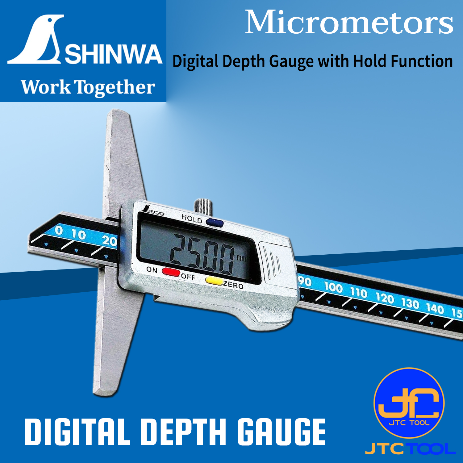 Shinwa เกจวัดลึกดิจิตอล - Digital Depth Gauge
