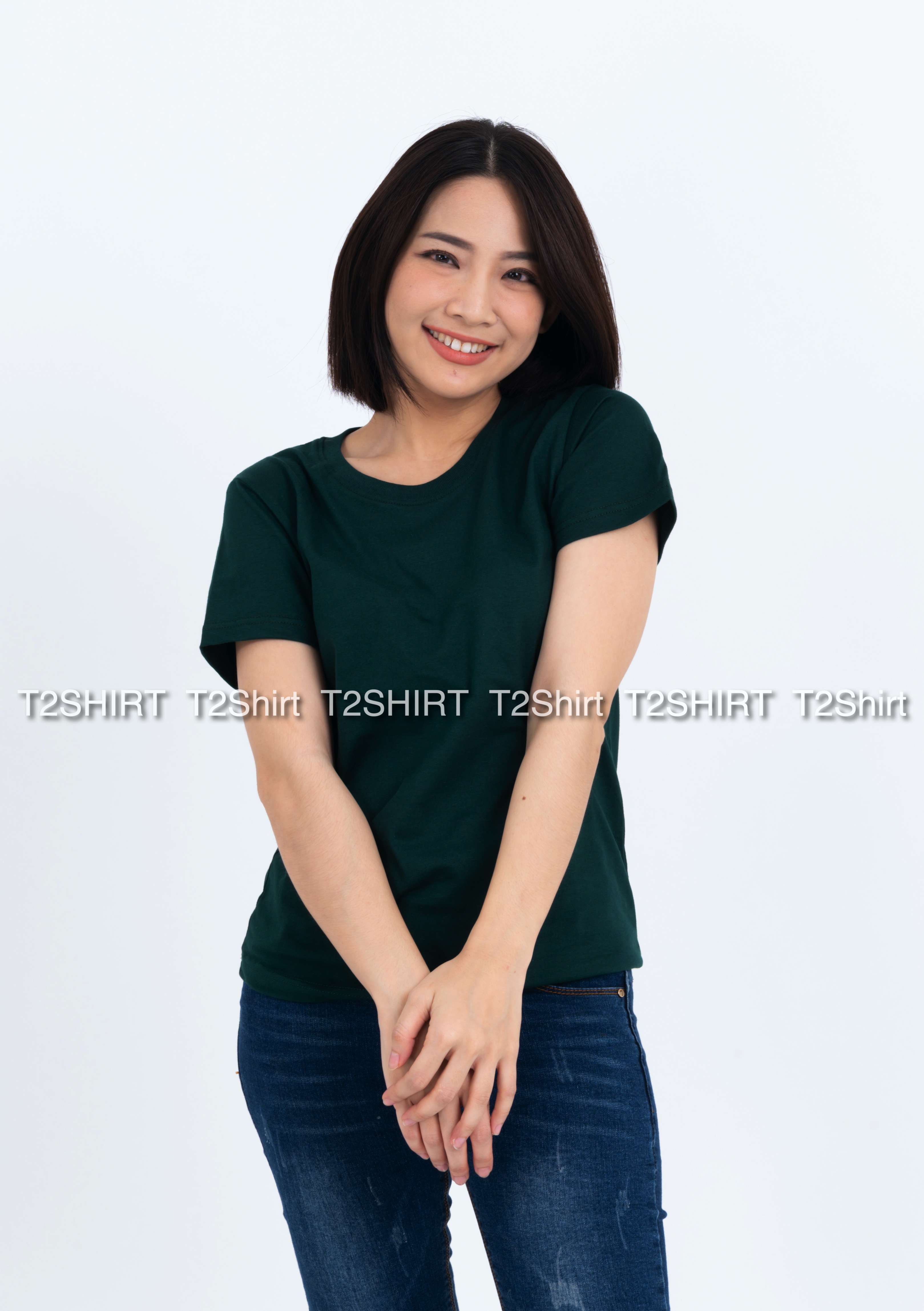 เสื้อยืด คอกลม แขนสั้น สีเขียวหัวเป็ด Size XL