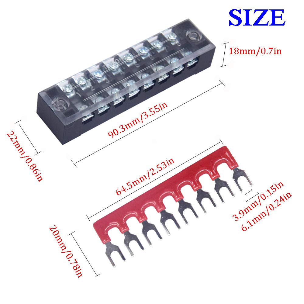 TB-1508 Terminal Block Jumper Connector Bar จั้มเปอร์ หางปลาเชื่อมเทอร์มินอล สำหรับเทอร์มินอลบล็อก 8 ช่อง