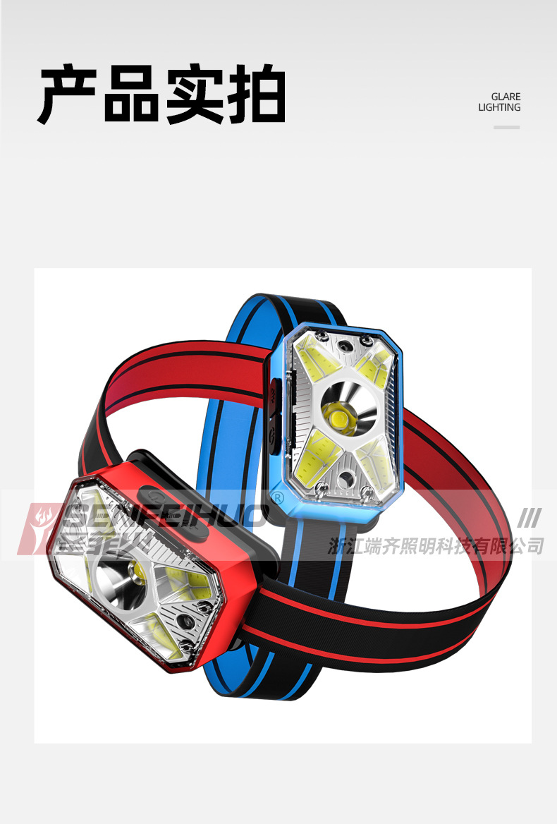 ไฟฉายคาดศีรษะ Santafe Fire T69 หลอด LED และ COB ขนาดกระทัดรัด ตัวเรือนสีฟ้า