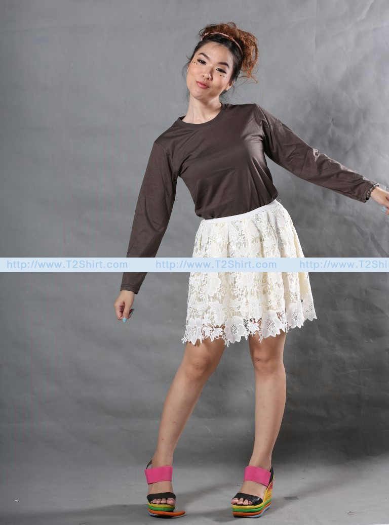 เสื้อยืด คอกลม แขนยาว สีเทาเข้ม Size 3XL