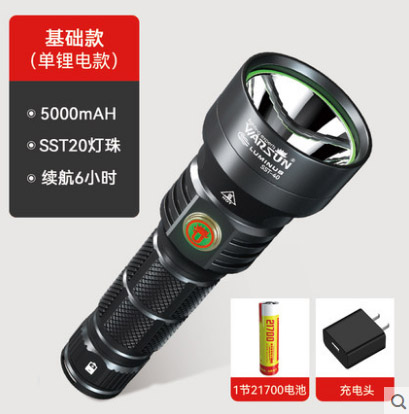 ไฟฉายแรงสูงขนาดกลาง แสงสว่าง ขนาดกระชับมือ Warsun Black หลอด Luminus SST-20 รวมแบตเตอรี่ 21700 1 ก้อน กับที่ชาร์จ USB