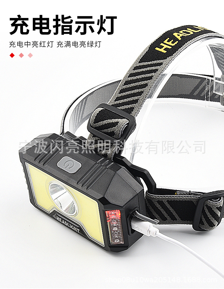 ไฟฉายคาดศีรษะแบบมีหลอด 2 แบบ LED และ COB Strong Wolf TG-TD156T ตัวไฟฉายสีดำ