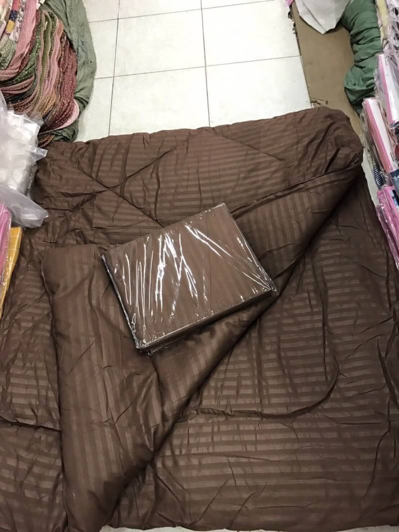 ชุดผ้าปูลายริ้ว ผ้าห่ม 7ฟุต ทูโทน สีสวย เกรดพรีเมี่ยม 4ดาว