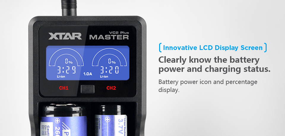 เครื่องชาร์จแบตเตอรี่ Li-ion Xtar VC 2 Plus