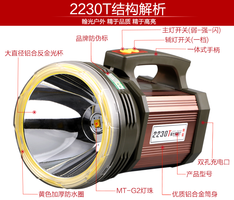 ไฟฉายส่องไกลแรงสูงขนาดใหญ่ Han Guang 2230T Cree LED MT-G2
