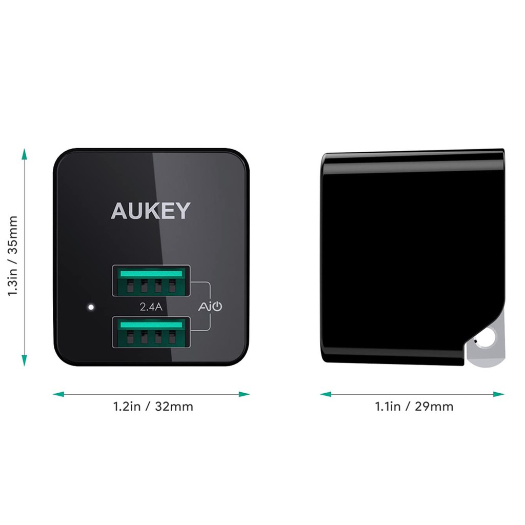 Adapter หัวชาร์จเร็ว Ultra Compact AiPower Adaptive Fast Charge 2 Ports รุ่น PA-U32 สีดำ