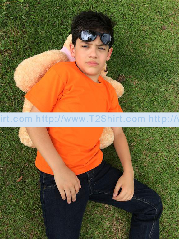 เสื้อยืดเด็ก คอกลม แขนสั้น สีส้ม Size XL
