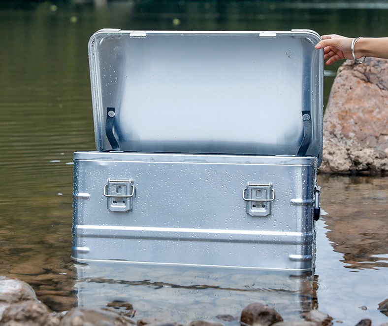 กล่องอลูมิเนียม เก็บของ แค้มปิ้ง 58 ลิตร Aluminum Storage Box 58L