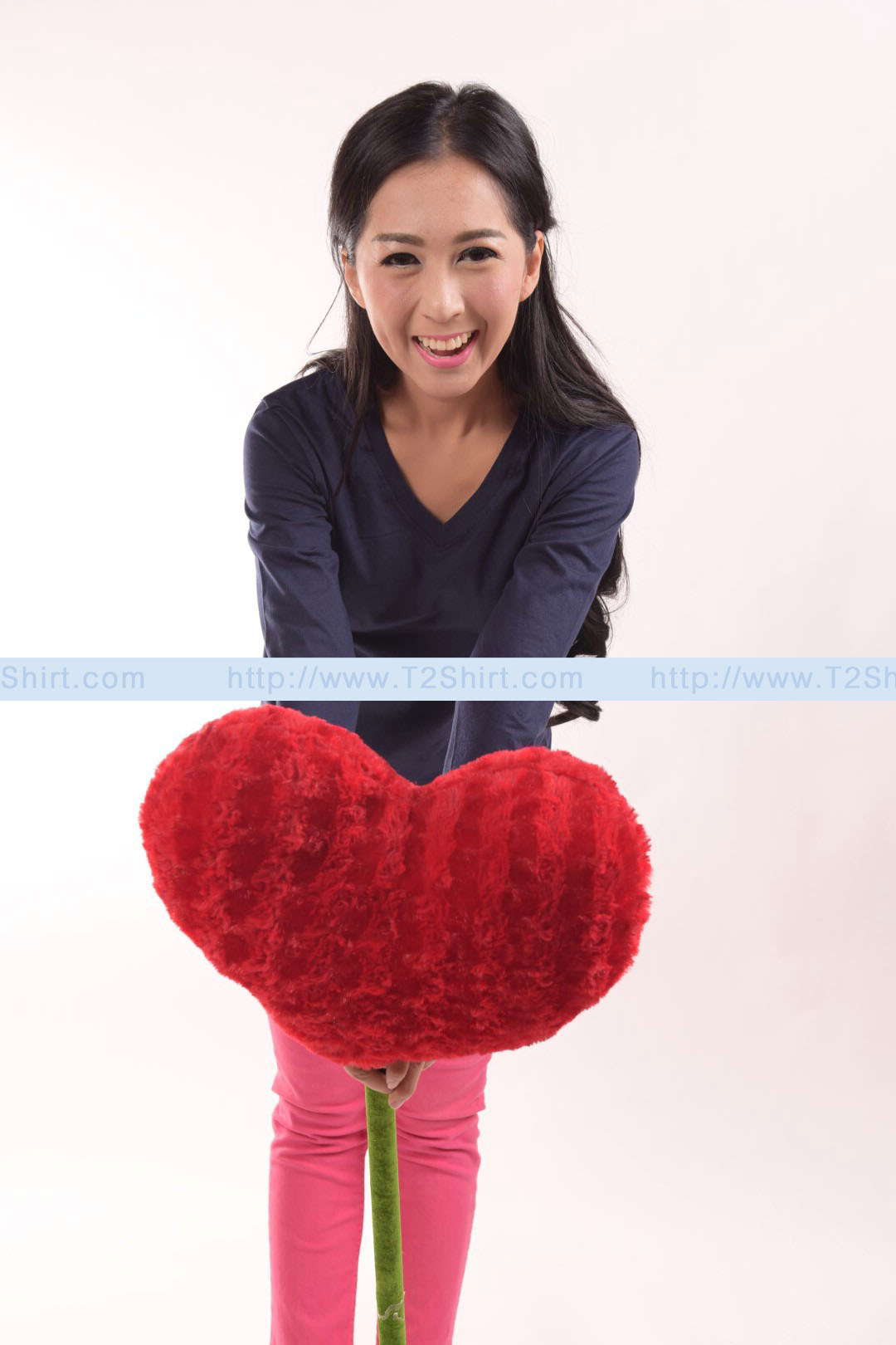 เสื้อยืด คอวี แขนยาว สีกรมท่า Size L